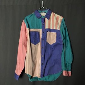 Vintage 80s Gitano color-blocked pinstripe shirt